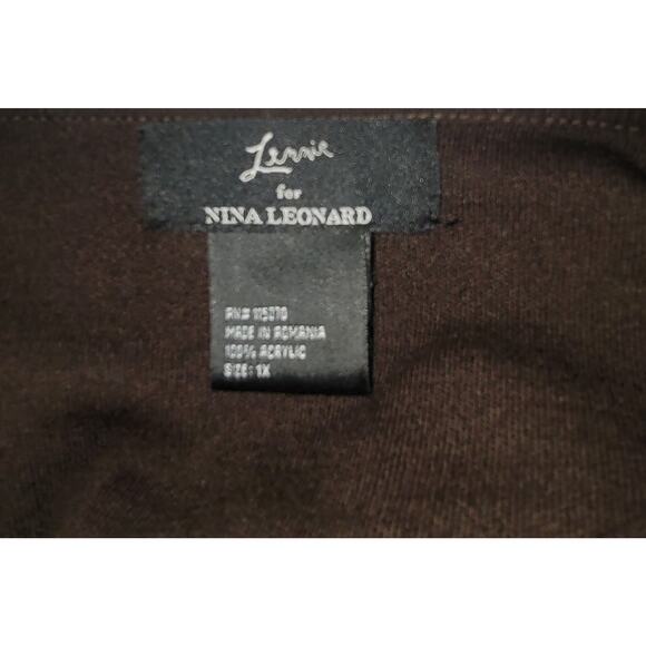 Lemmie For Nina Leonard Brown Belted Women's Sweater 1X Plus Long Sleeves - Picture 3 of 4